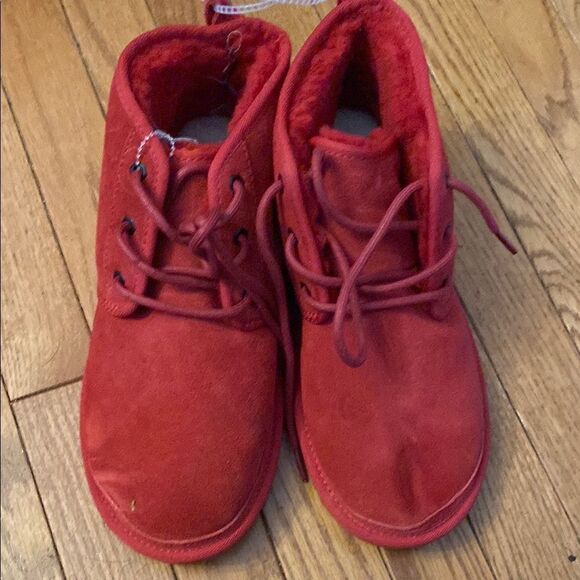 UGG Red Cozy Suede Boots with Lace-Up Design - Picture 1 of 4